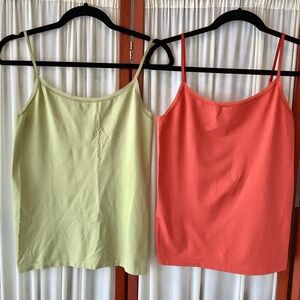 Ann Taylor 2 Stretch Camisole Tank Top Adjustable Strap Orange and Green M